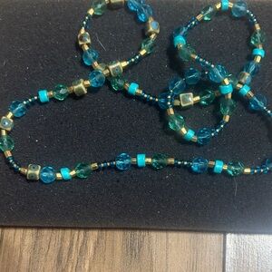 Elegant Blue and Gold Beaded Necklace